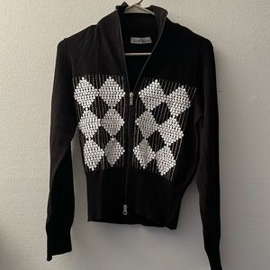 walter genuin zip up sequin sweater